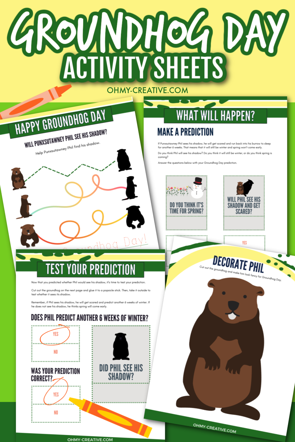 Groundhog Day Activity Sheets - OhMy-Creative Shop