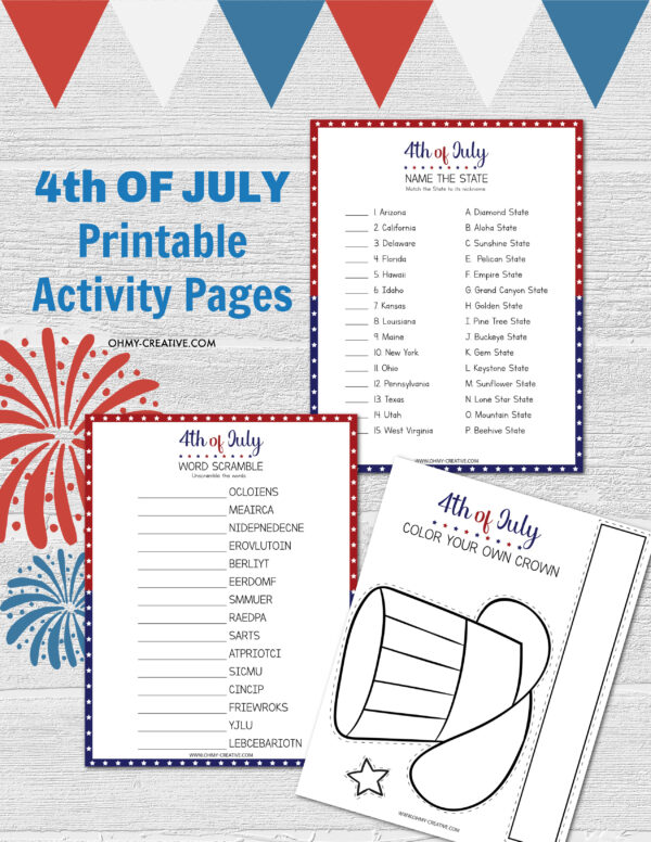 4TH OF JULY PRINTABLE ACTIVITIES SHEETS