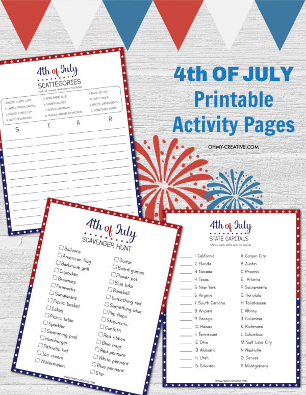 4TH OF JULY PRINTABLE ACTIVITIES PAGES