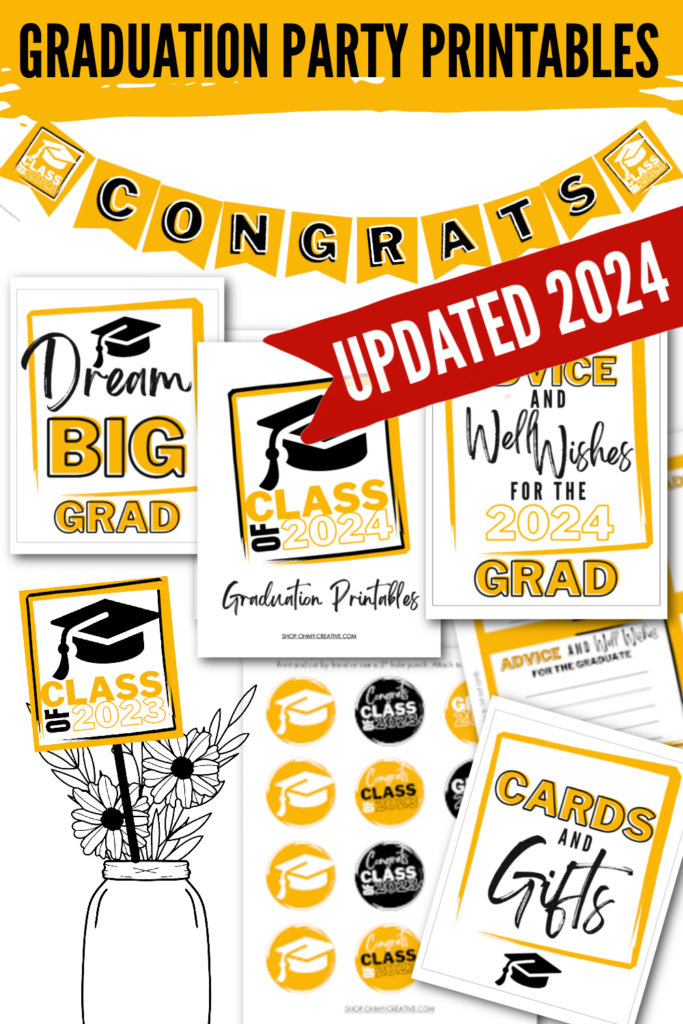 Gold &amp; Black Graduation Party Printables - OhMy-Creative Shop