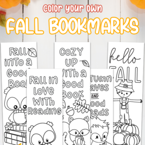Fall coloring bookmarks for kids
